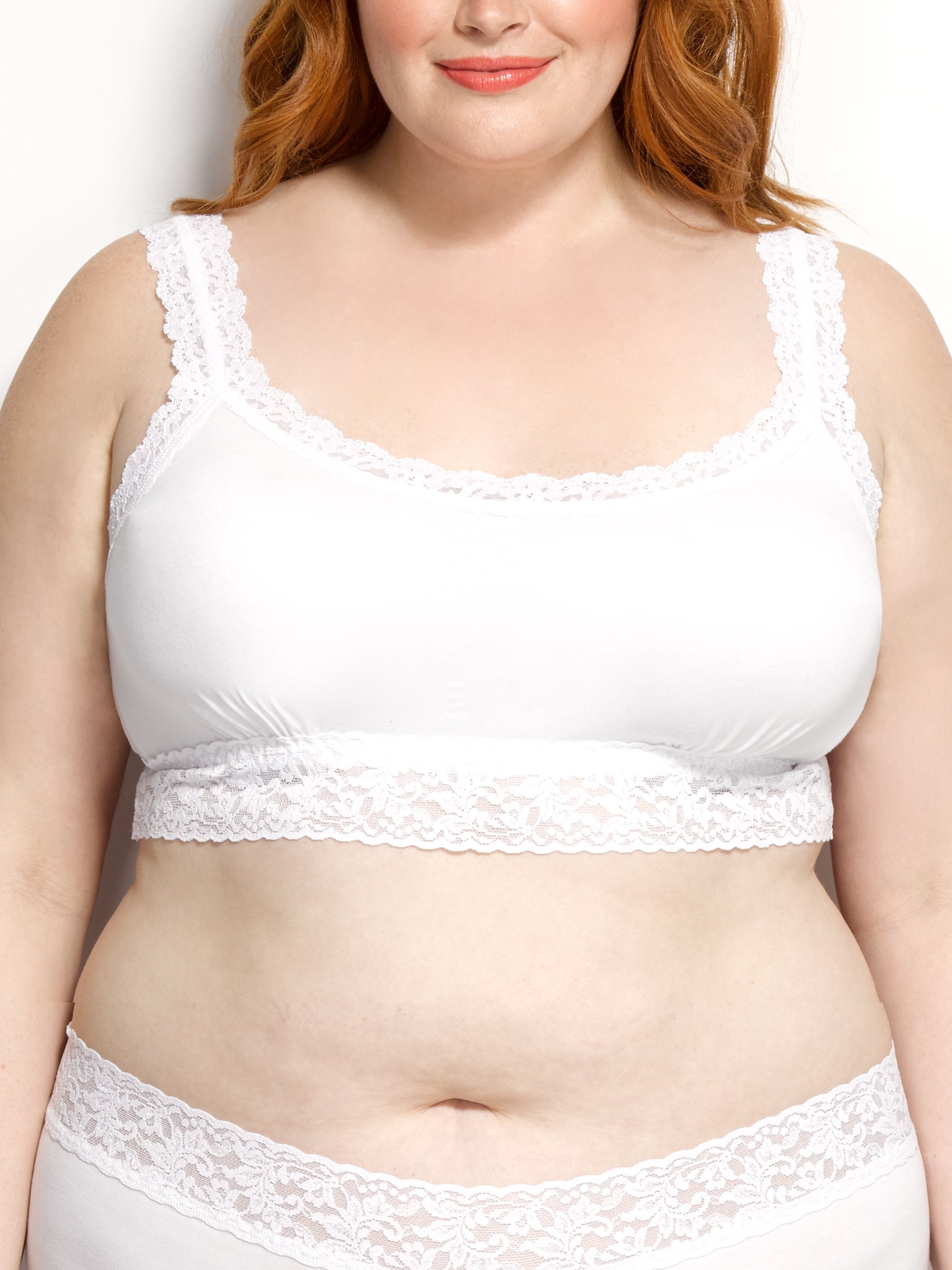 Auckland Ældre Udled Plus Size Supima Cotton Cropped Top in White | Hanky Panky