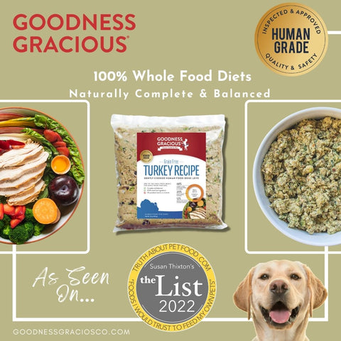 Goodness Gracious human grade whole food diets for dogs complete and balanced with natural copper vitamins minerals