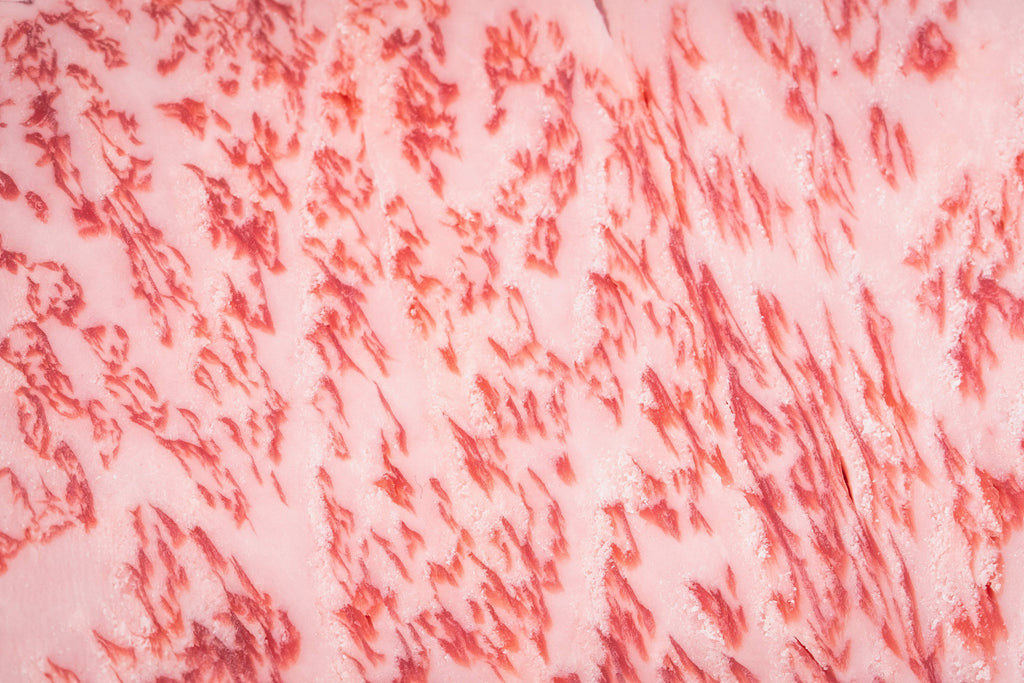 Close up of the marbling of a Japanese Wagyu steak