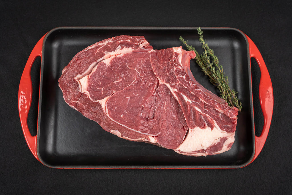 Picture of a Belgian Blue ribeye steak