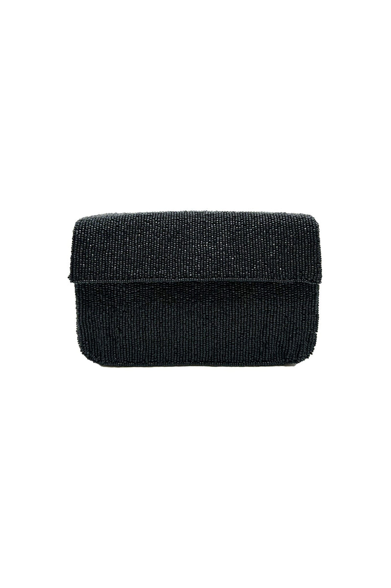 Nara Sequinned Clutch Bag Black