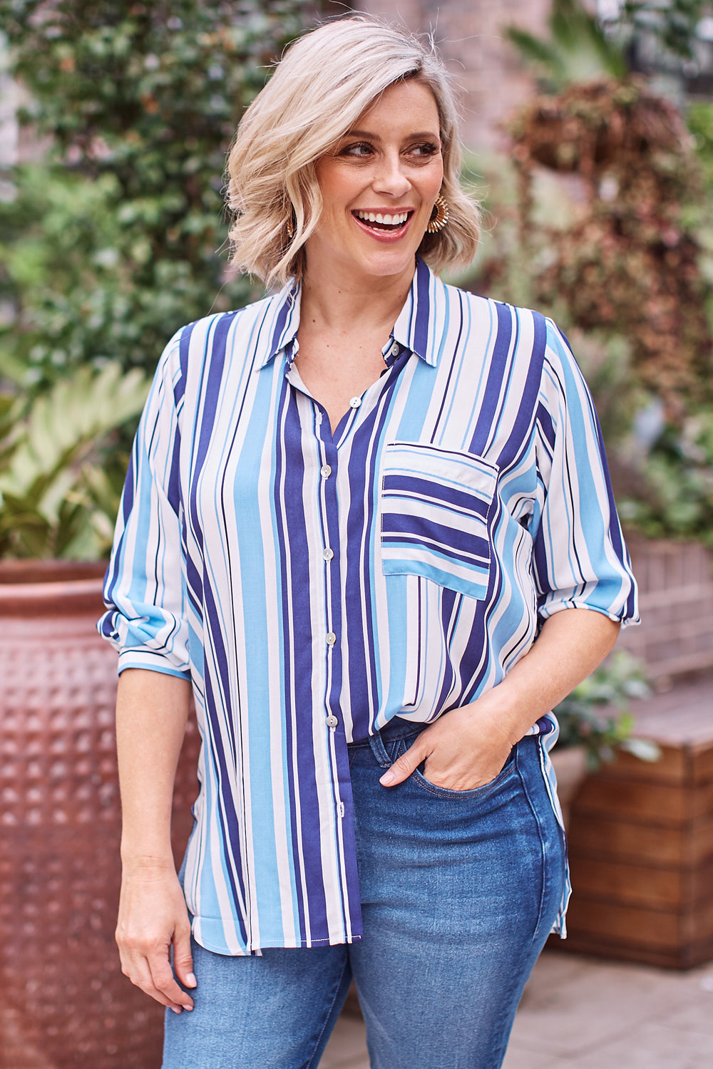 Amy Stripe Collared Shirt – Carolina