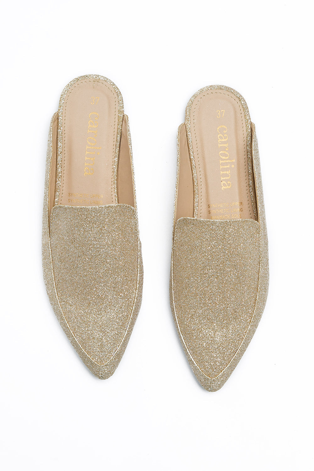 Brooke Gold Glitter Mules - Carolina