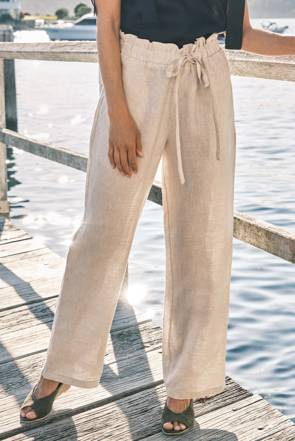 oatmeal linen pants