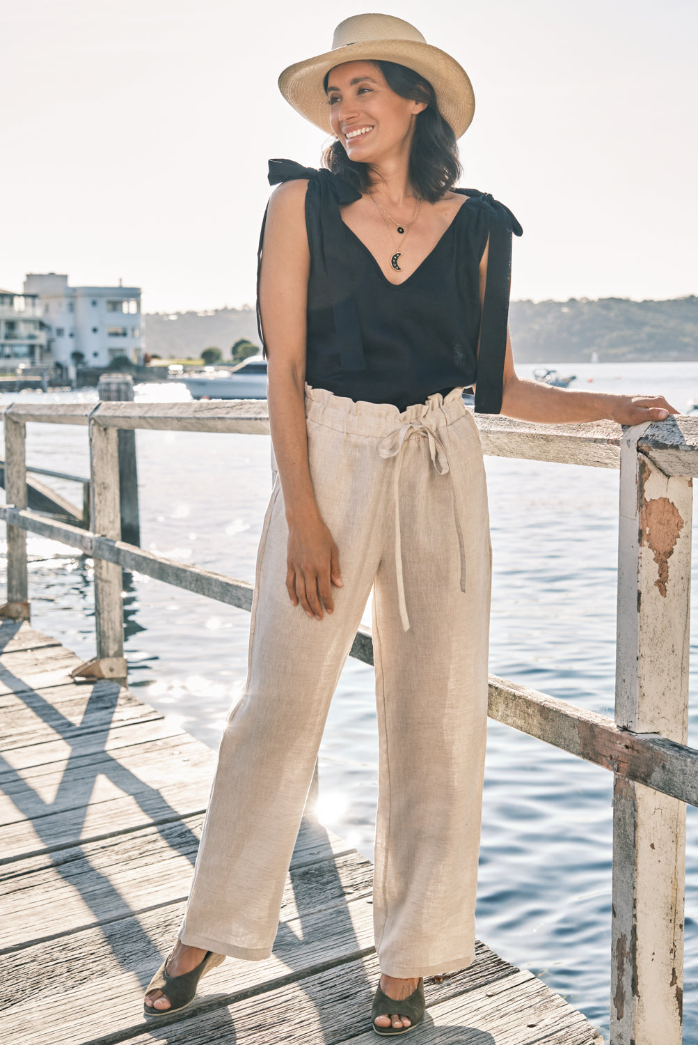 oatmeal linen pants