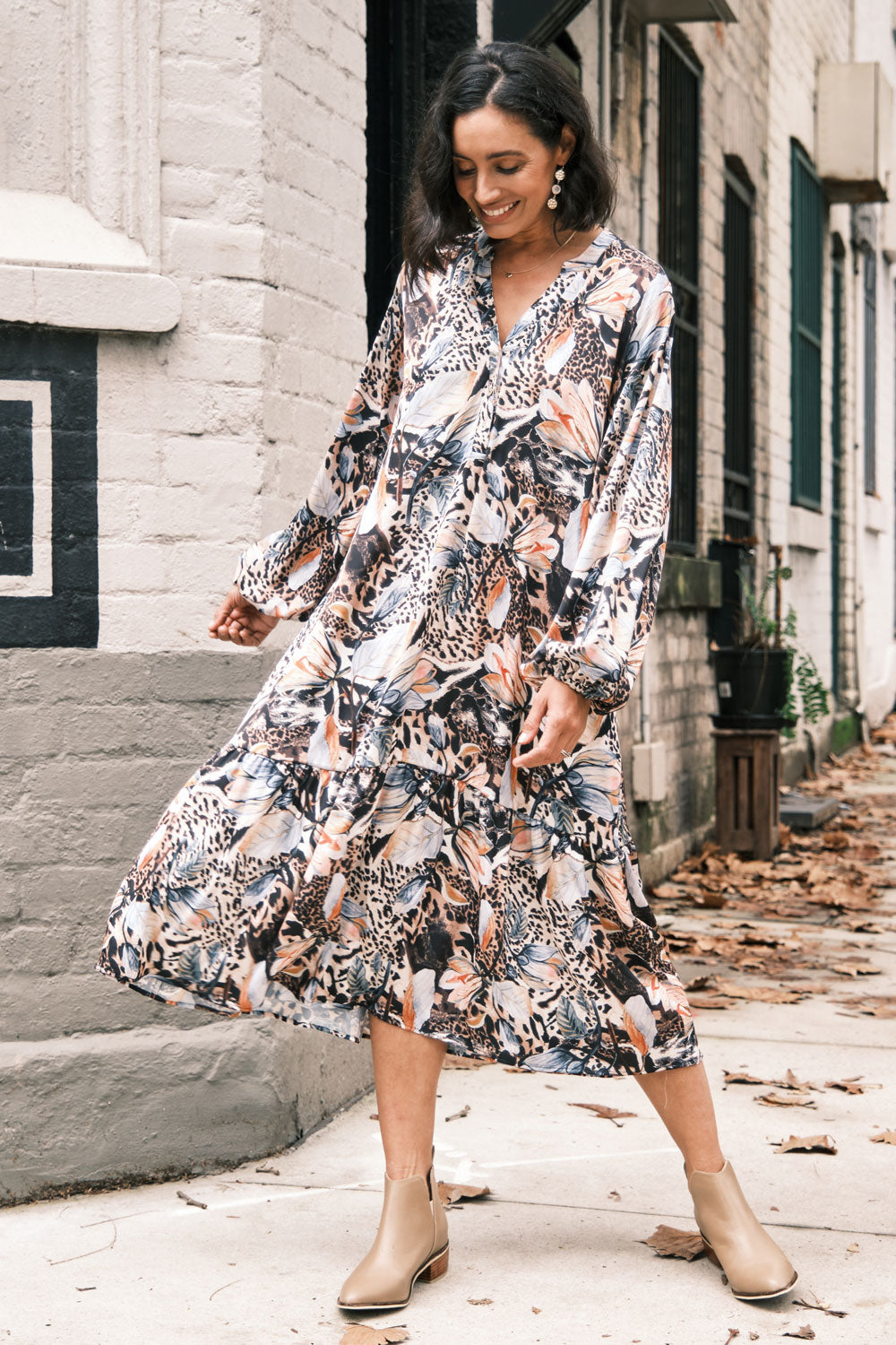 herlipto Winter Floral Long sleeve Dress | angeloawards.com