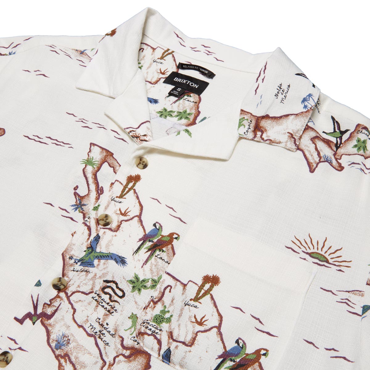 Brixton Bunker Slub Shirt - Off White/Map