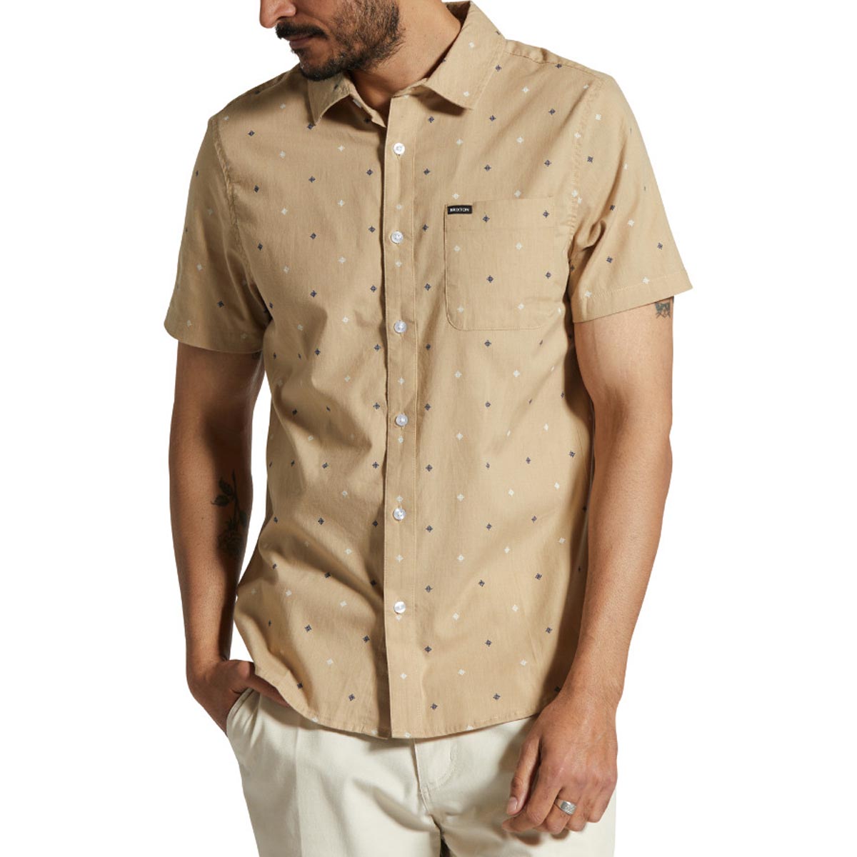 Brixton Charter Print Shirt - Sand Pyramid