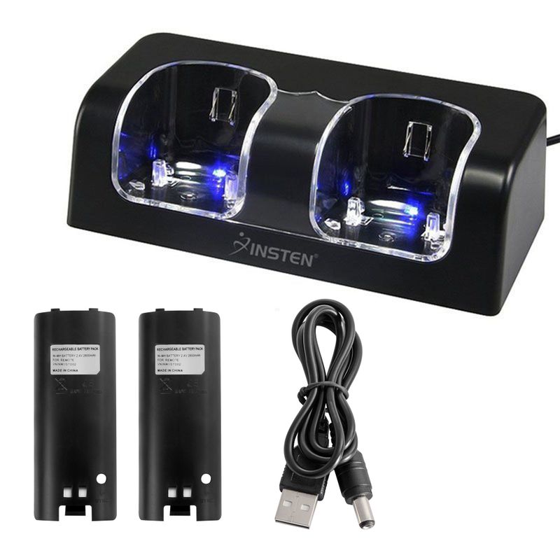 Dual Charging Station w/ 2 Rechargeable Batteries & LED Light compatib -  Insten