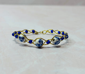 Blue Spring Blossom Wire Wrapped Bracelet