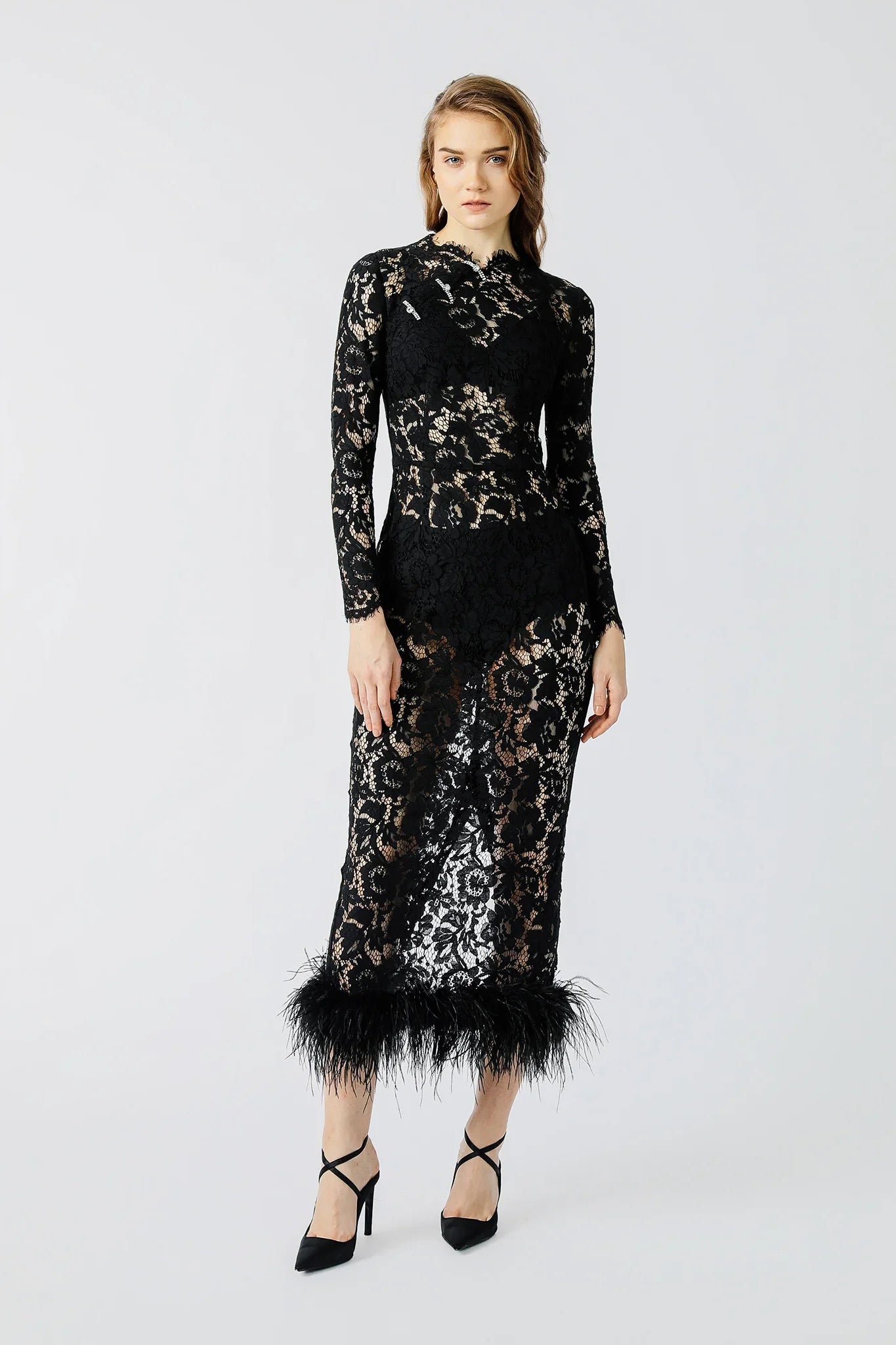 Sau Lee Maxine Lace Dress In Black