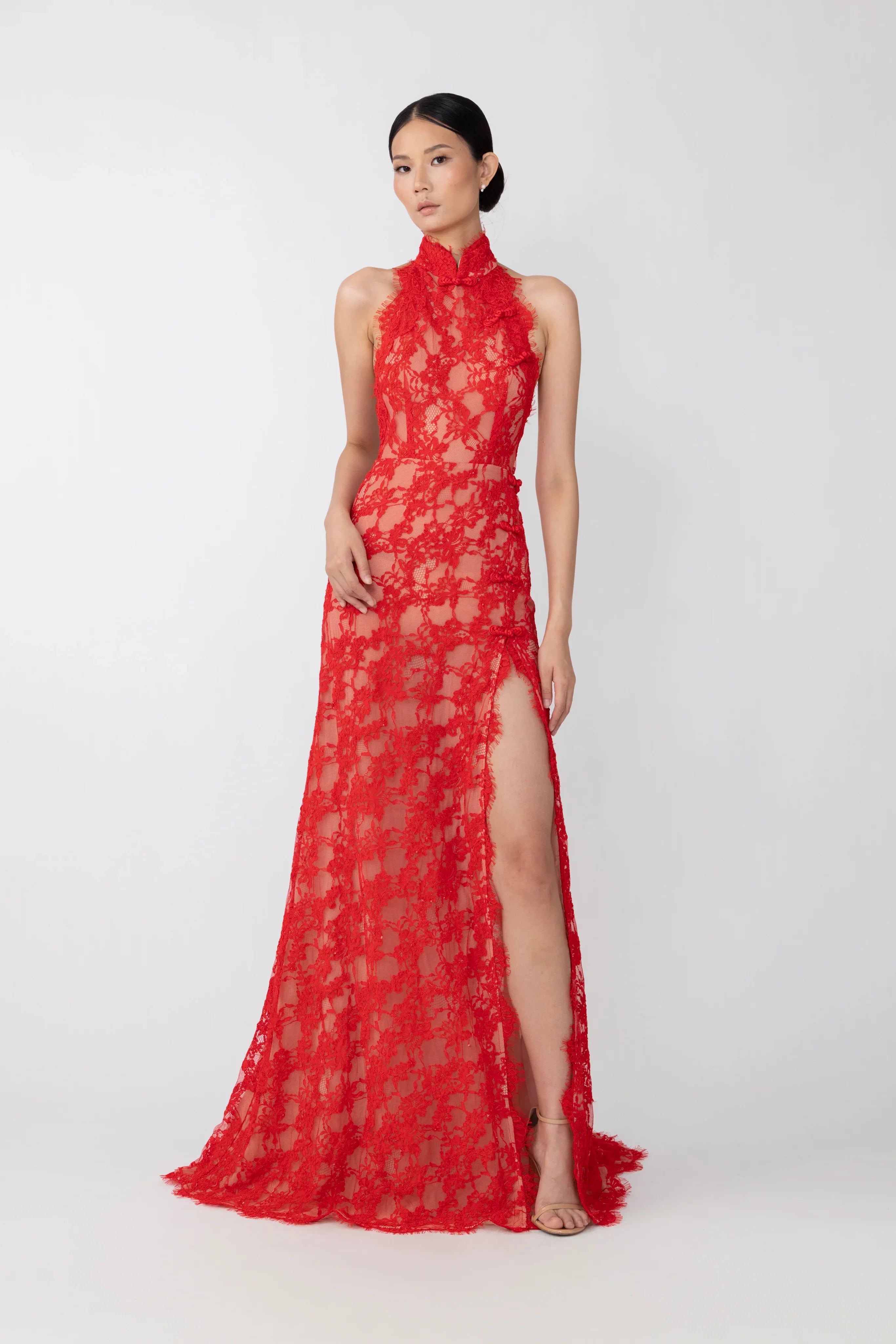 Sau Lee Mila Crochet Dress In Red