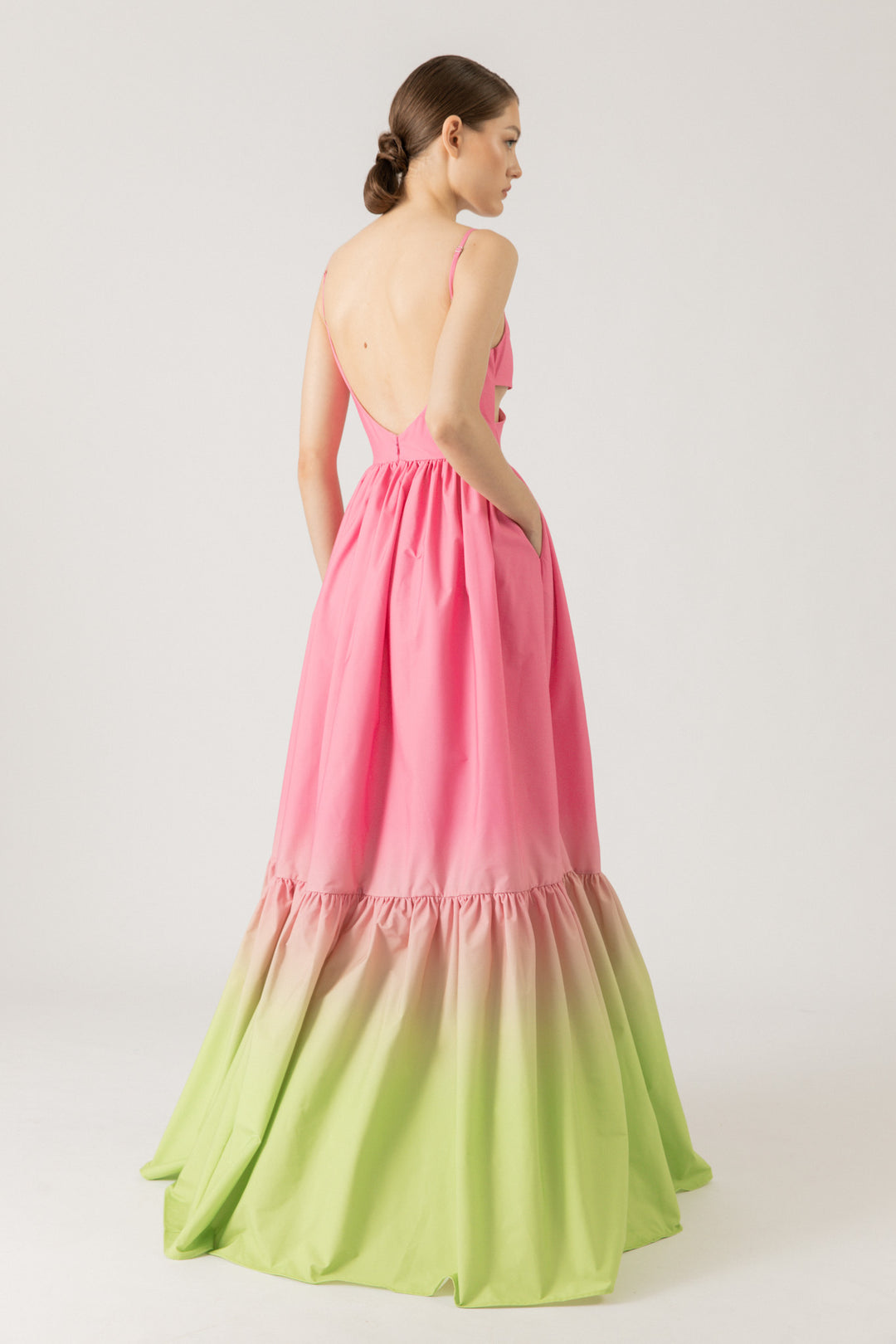 Nova Pink Chartreuse Ombre Taffeta Cut-Out Gown – SAU LEE