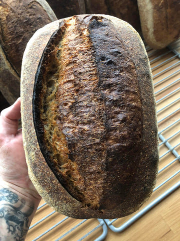 sourdough bread made with purple flour