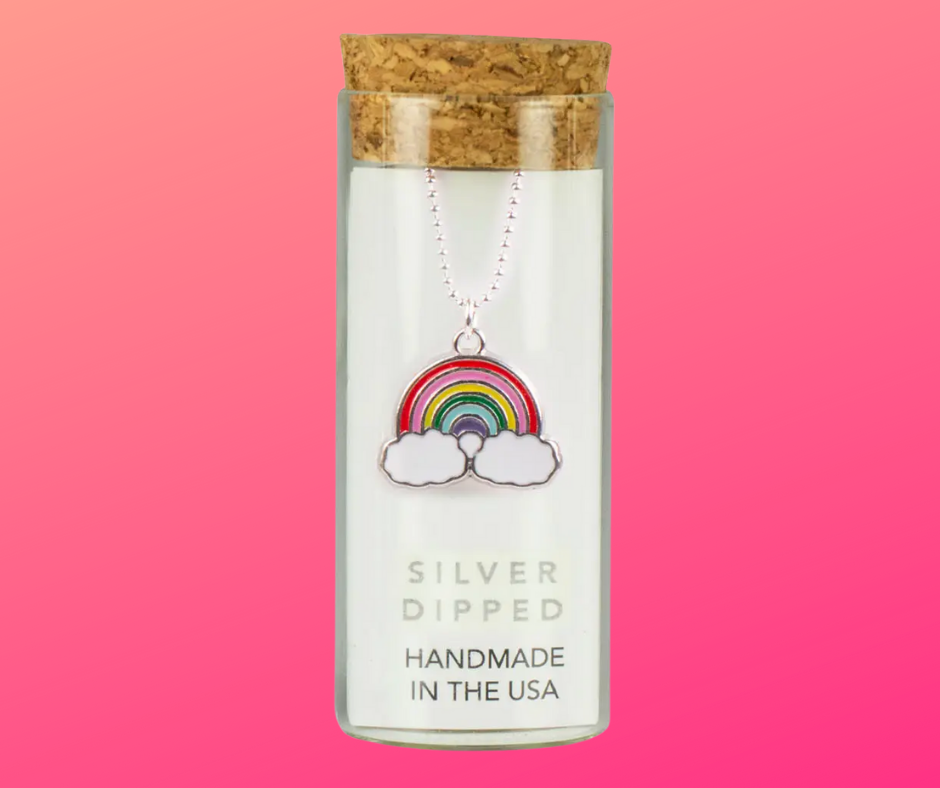 Rainbow Charm Necklace in Glass bottle