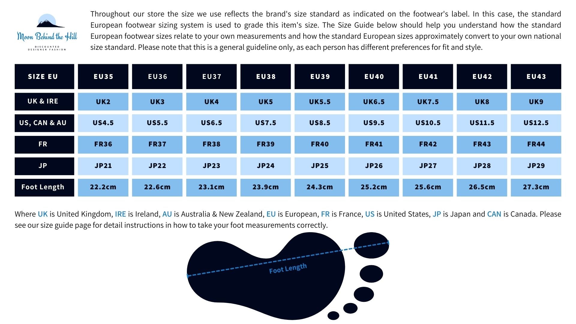Standard European Women's Footwear Sizes, Foot Measurements & International Conversion Chart