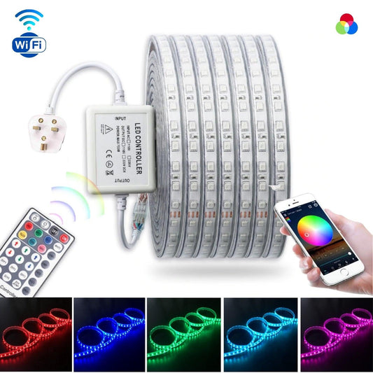 RGB LED Strip Light 220V IP67 Wireless Bluetooth App Control with Remote 60  LED/m