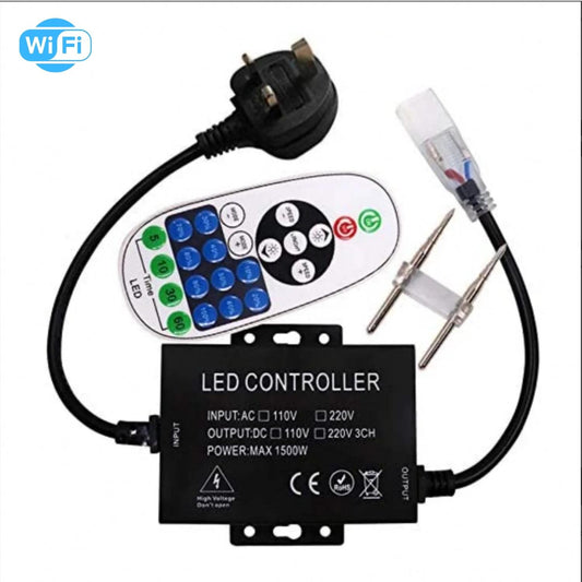COB LED Strip 220V 240V 23-Key RF Remote Control 1500W Dimmer Transformer  for Brightness Adjustment Single – Glow LEDs