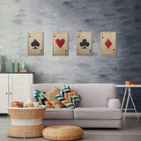 Retro Style Ace Playing Cards Wall Decor - Hanging Set of 4 - Make in Modern