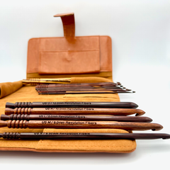 Revolution Fibers Handcrafted Rosewood Crochet Hooks Set - Close Up