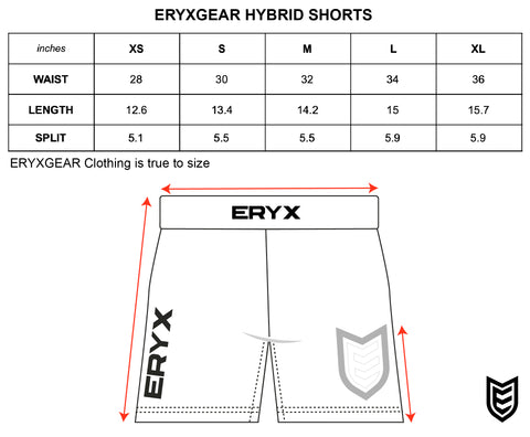 hybrid shorts size chart