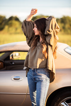 Adventure Awaits Babydoll Top in Olive