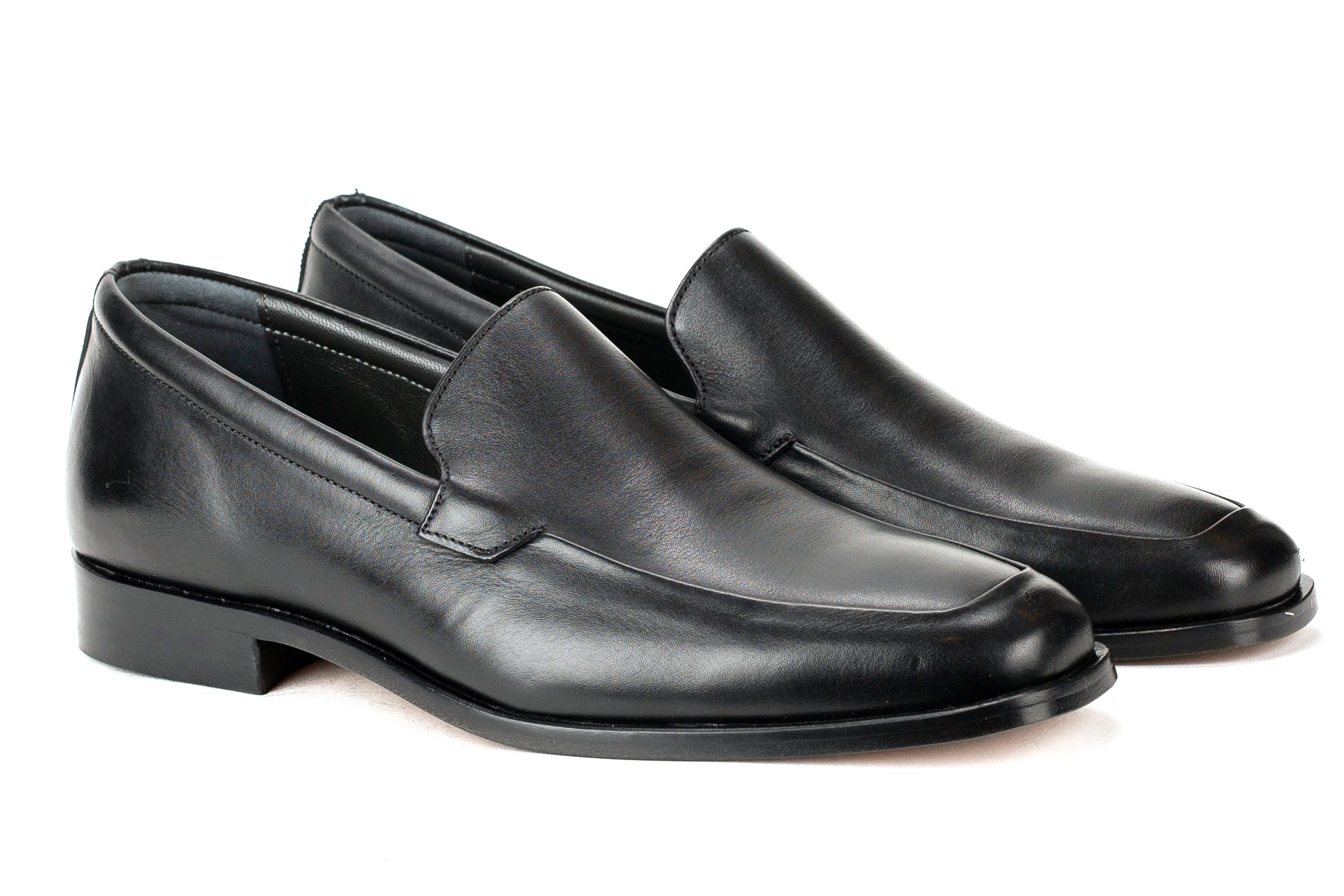 7559 - Mirage Men's Dress Black Slip On Shoe Apron Toe Thick Leather S ...