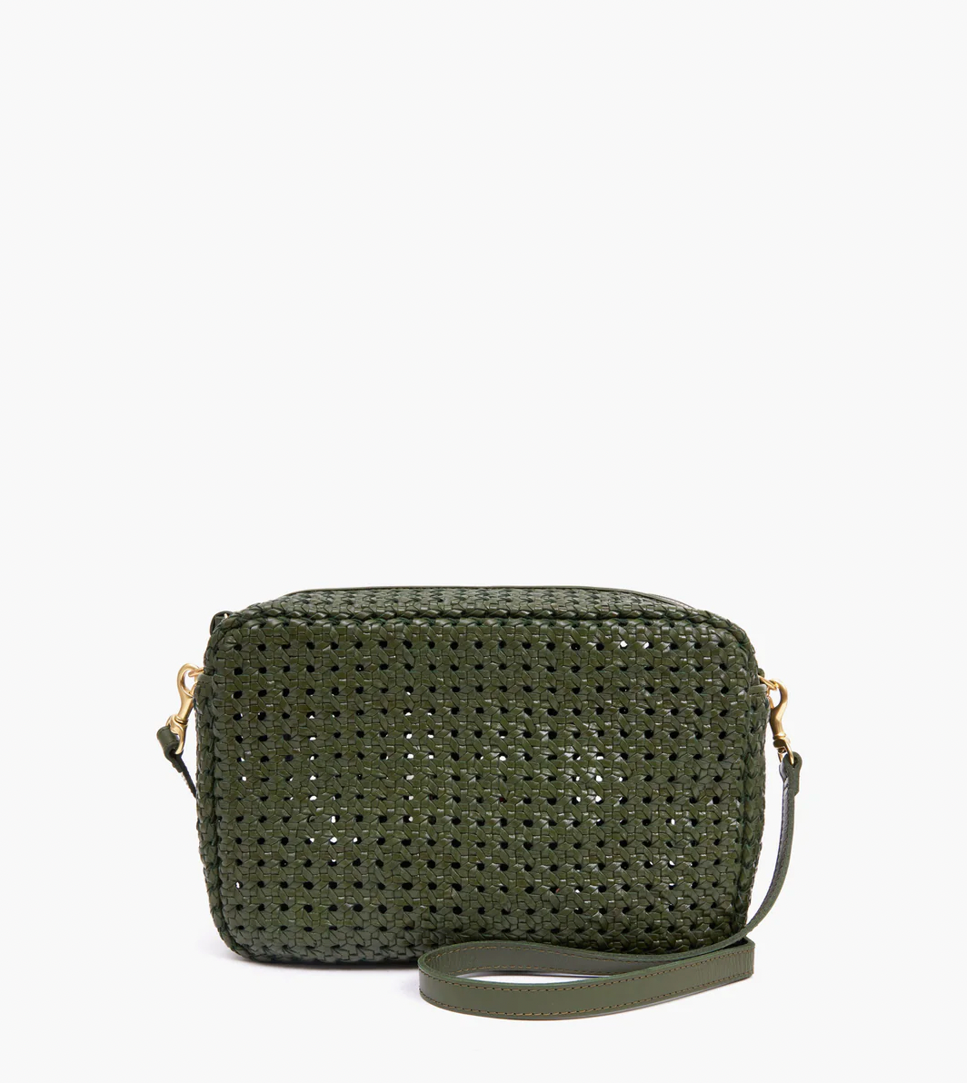 Clare V. Marisol Woven Leather Crossbody Bag in Toffee Diagonal Woven