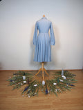 Wool 1950s small blue and white striped dress