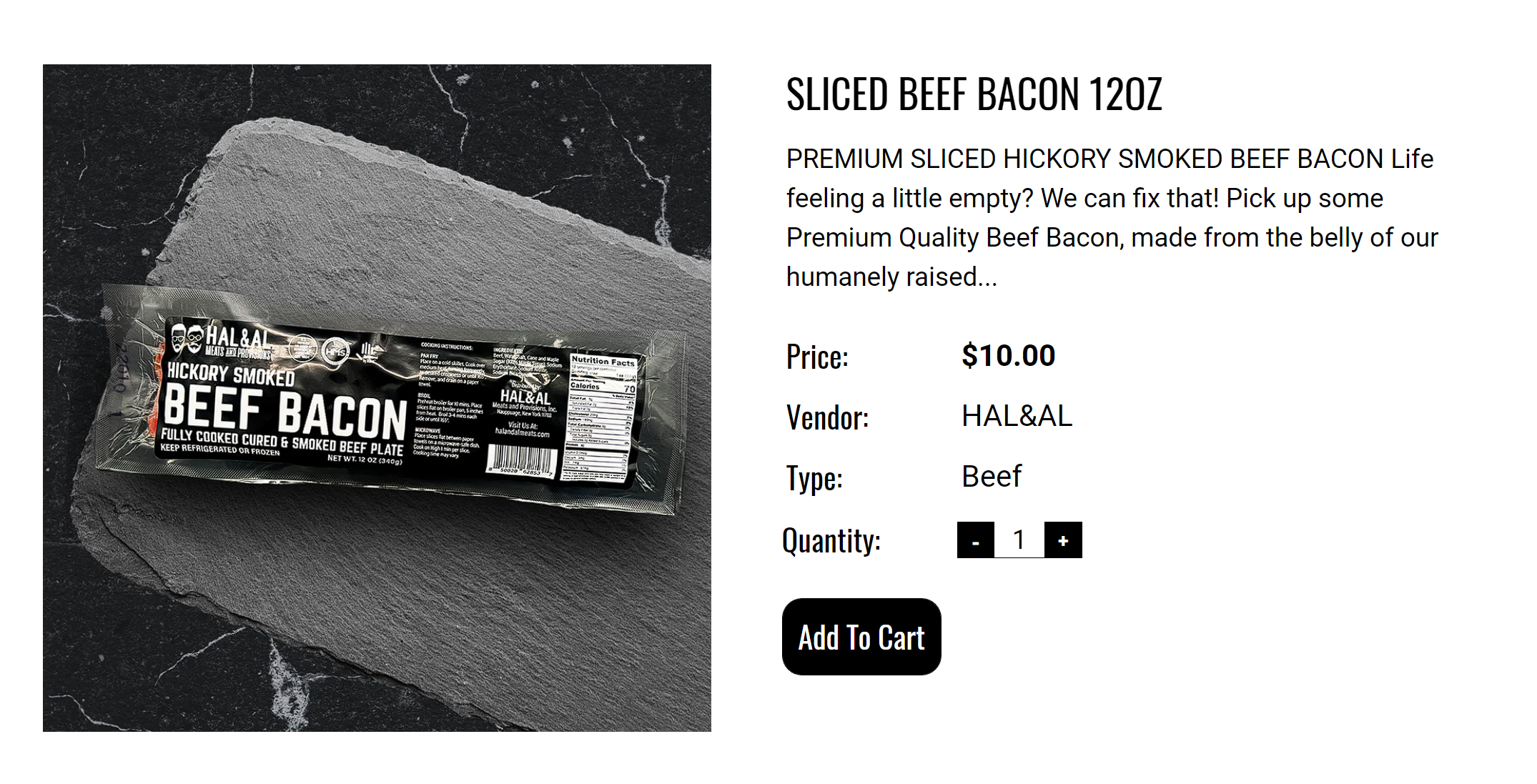 Hickory Smoked Beef Bacon