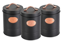 Load image into Gallery viewer, Pack of 3 Tin Canisters Coffee Tea Sugar Jars Kitchen Storage
