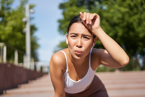 woman exhausted after running