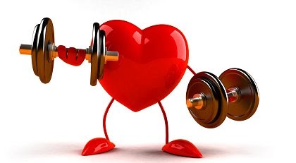 cartoon heart lifting weights