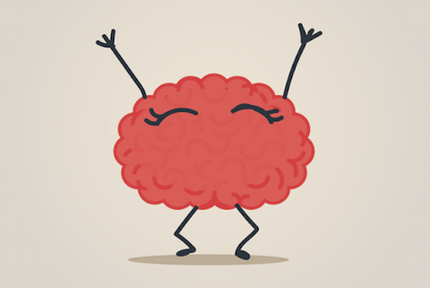 icon of brain with hands and feet excited