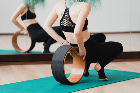 Yoga Wheel - Strongest Most Comfortable Yoga Prop Wheel for Yoga Poses,  Perfect Roller for Stretching, Increasing Flexibility and 