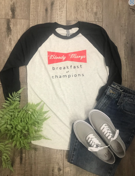 Breakfast of Champions Raglan Shirt; Small - 2XL