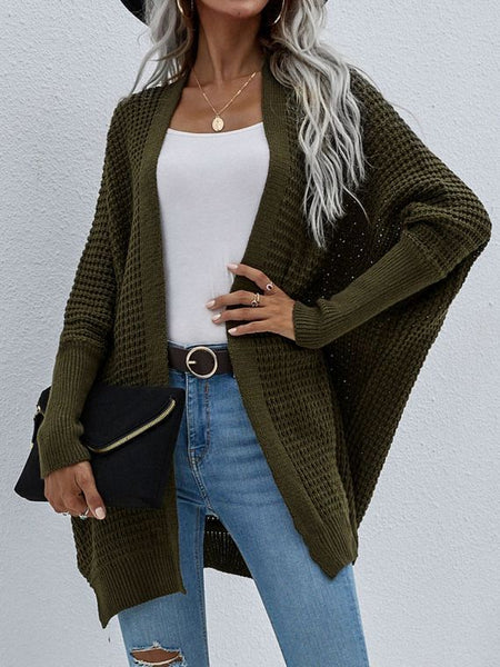 weekend piloot Evaluatie Waffle Knit Open Front Cardigan Sweater; Olive Green; Small - XL – Pine and  Fiber Co.