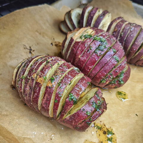 Herbed Hasselback Sweet Potatoes 