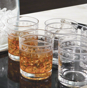 2 Band Double Old Fashion Glasses - Set of 6