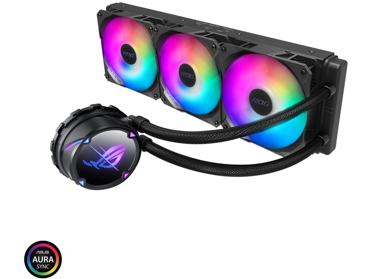 ASUS ROG Strix LC II 360 ARGB All-in-one AIO Liquid CPU Cooler 360mm Radiator, Intel LGA1700, 115x/2066 and AMD AM4/TR4 Support, Triple 120mm 4-pin PWM Addressable RGB Radiator Fans