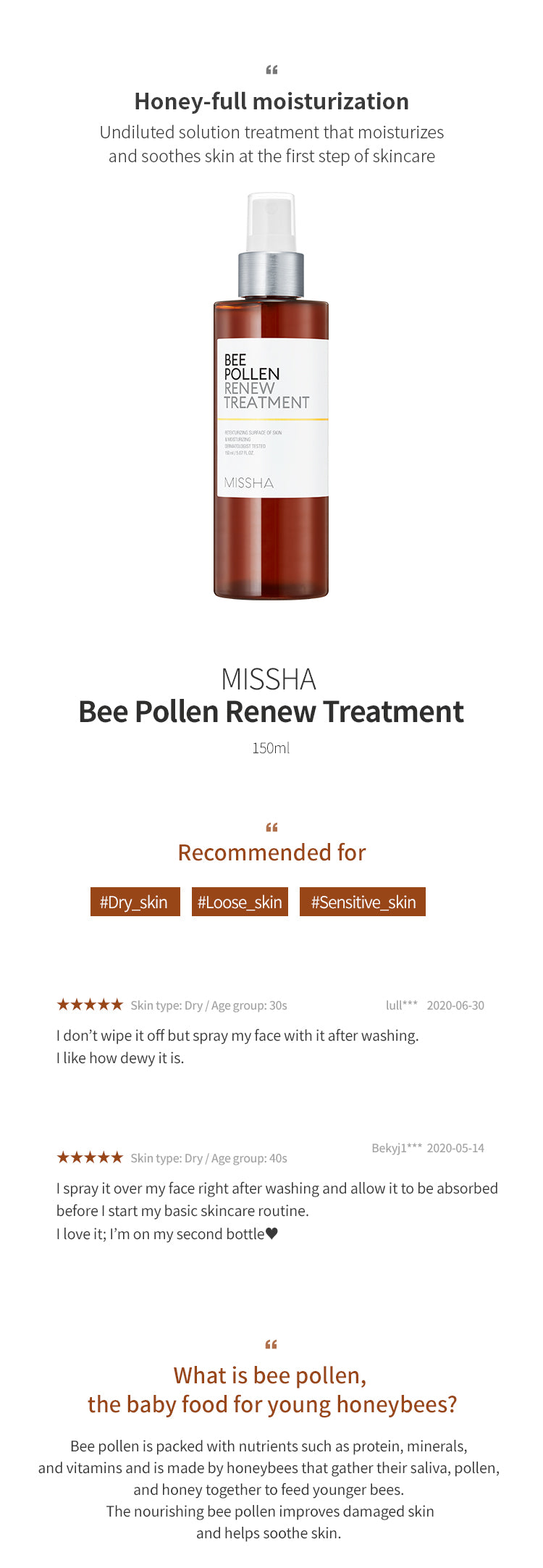 Missha_Bee Pollen Renew Treatment 150ml_1