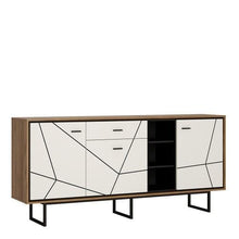Load image into Gallery viewer, Brolo 3 Door 1 Drawer Wide Sideboard with the Walnut and Dark Panel Finish
