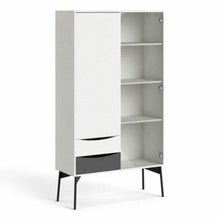Load image into Gallery viewer, Fur China Cabinet 1 Door + 1 Glass Door + 2 Drawers in Grey &amp; White
