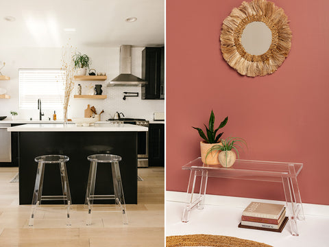 acrylic bar stools, acrylic bench