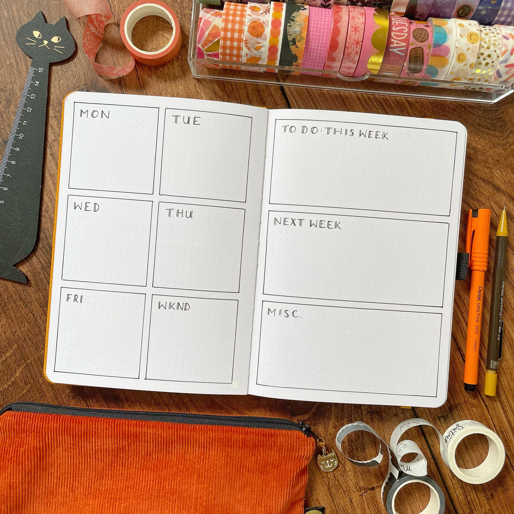 minimalist bullet journal weekly spread with to do list