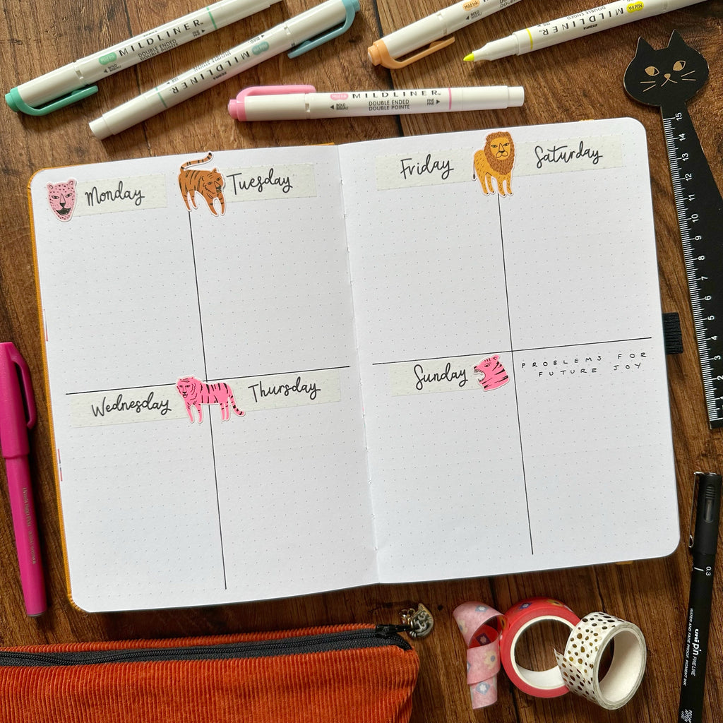 decorate your bullet journal spreads with stickers