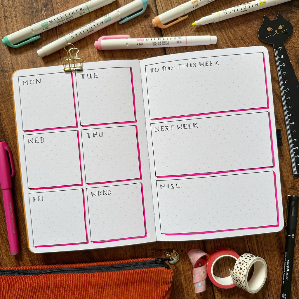 decorate your bullet journal spread with drop shadows