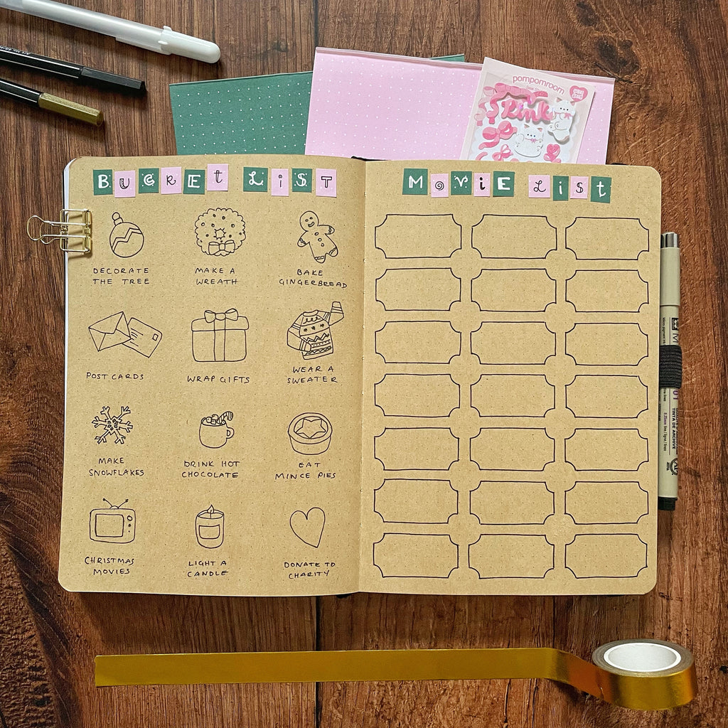 December bucket list bullet journal