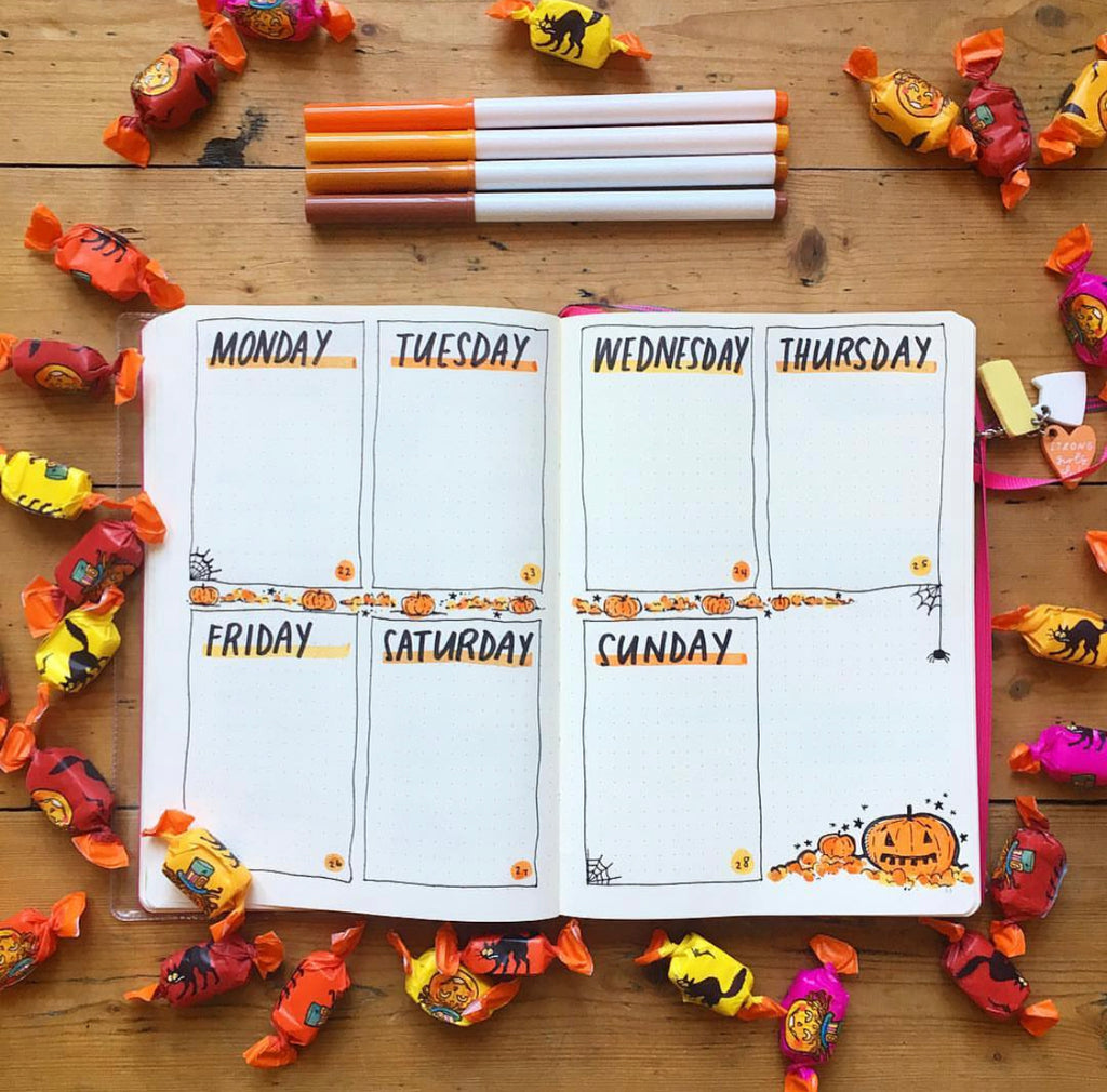 pumpkin doodles October halloween bullet journal