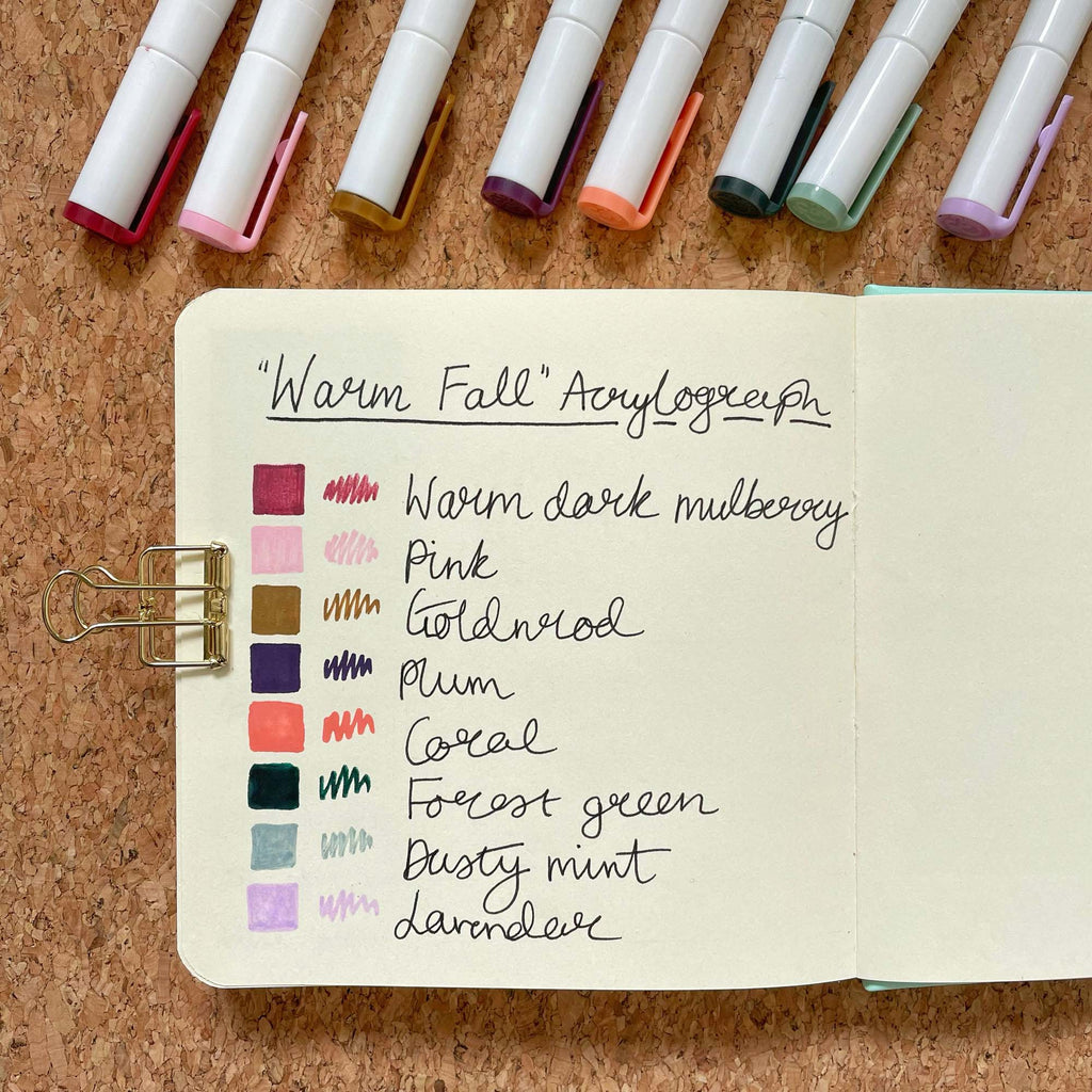 Nikkis Supply Store Square Sketchbook - Royal Talens - Warm Fall Acrylograph Swatches by Joy Margot